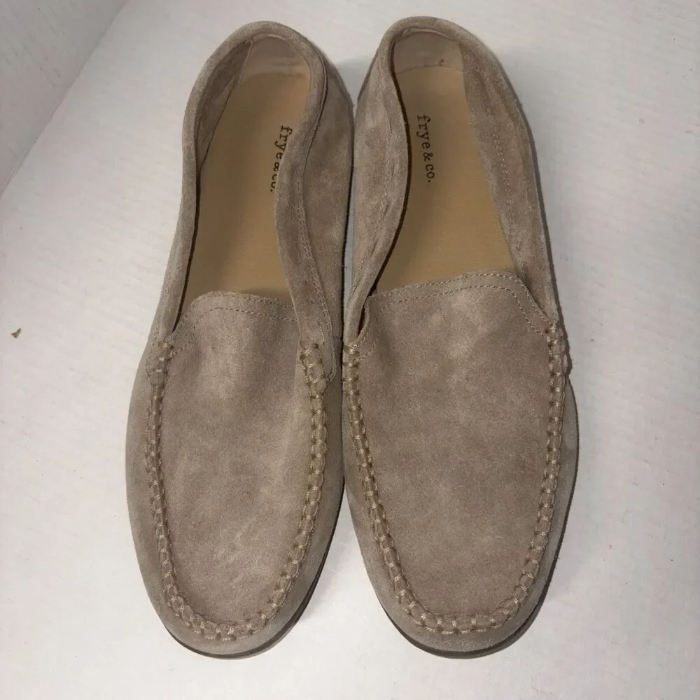 Frye & Co Men's Ash Taupe Suede Casual Driving Moc Loafers Size 10.5